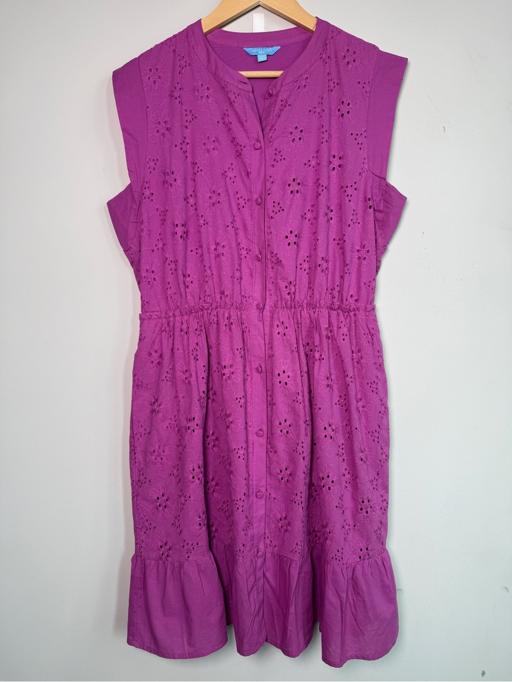 DRAPER JAMES RSVP | Magenta Eyelet Sleeveless Tiered Midi Dress Feminine Sz L